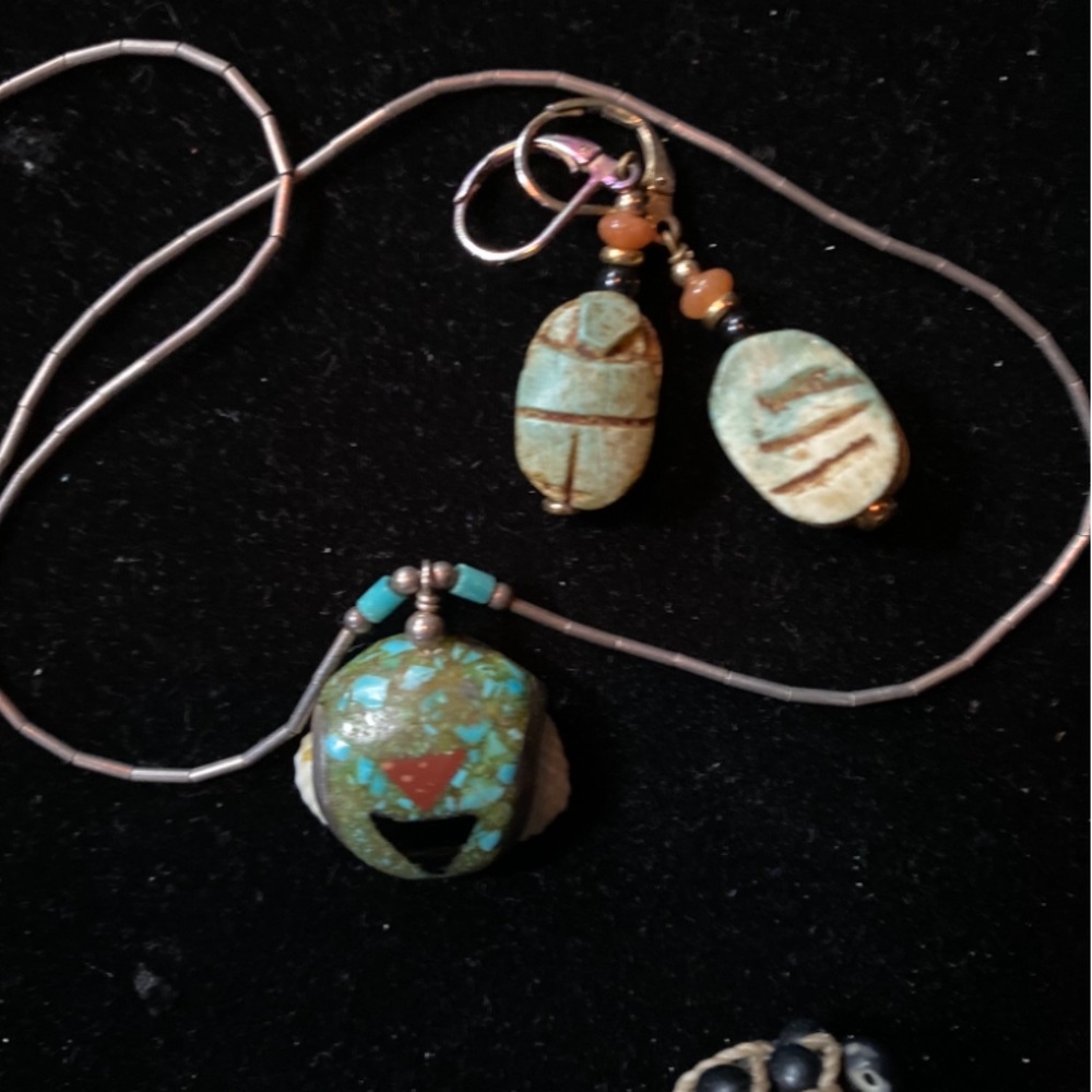 Turquoise and Brown Beaded Necklace